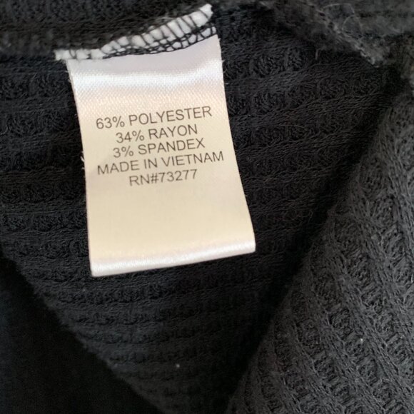 So Cozy Waffle Knit Top V-Neck Thermal Pullover Long Sleeve Black Size XXL - Picture 4 of 5